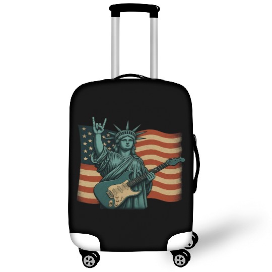 4th of July Statue Of Liberty Rock Guitar USA Flag Luggage Covers