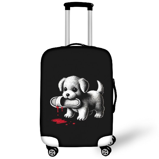 Cute Puppy with Slipper Luggage Covers Dark Humor Dog Lover