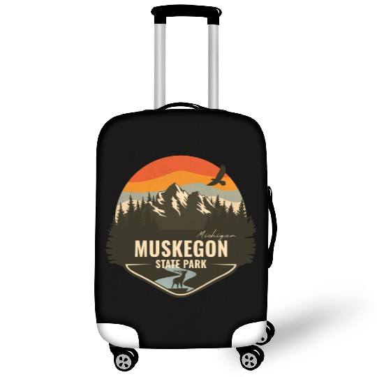 Muskegon State Park Michigan MI Retro Camping Luggage Covers