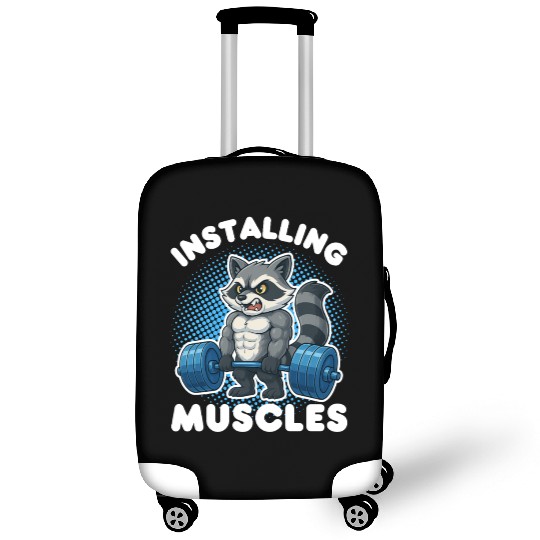 Installing Muscles Funny Gym Raccoon Weightlifting Luggage Covers