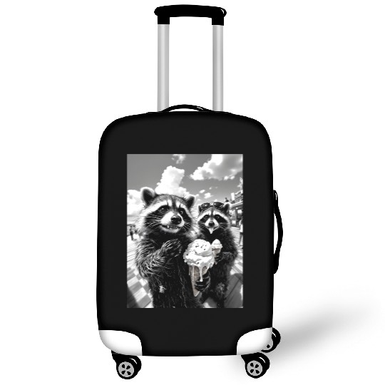 Feral Racoon Ice Cream Raccoon Selfie Luggage Covers