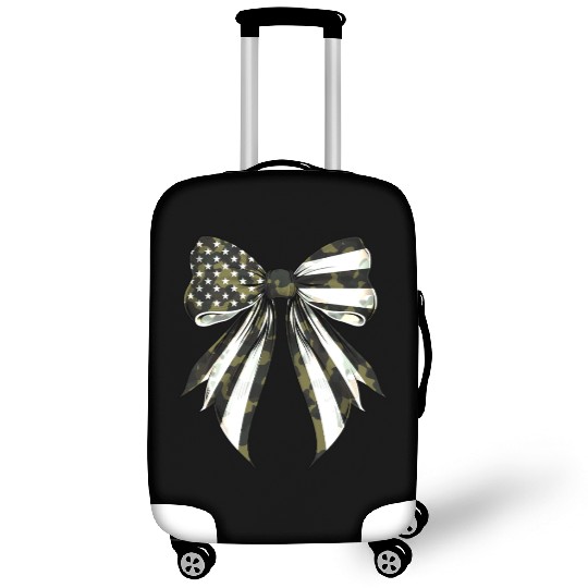 Coquette Bow Camouflage US Flag Pride Patriotic Luggage Covers