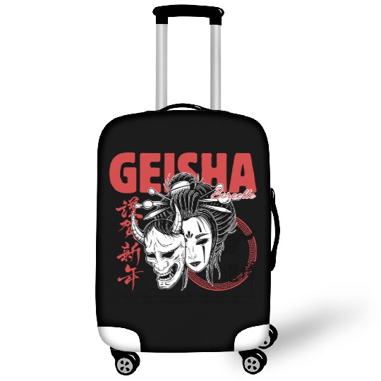 Geisha Mask – Red & Black Japanese Streetwear Luggage Covers