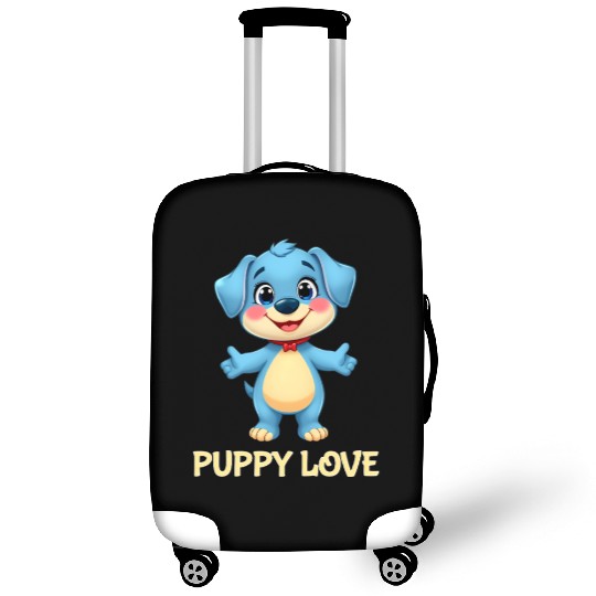 Blue Puppy Love Cartoon - Playful Pet Character Luggage Covers
