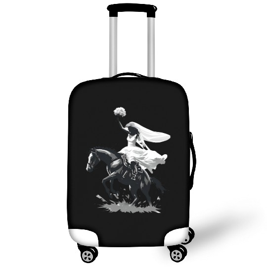 Western Cowgirl Bride on Bucking Horse – Grayscale Luggage Covers