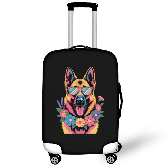 Cool German Shepherd in Neon Shades Luggage Covers