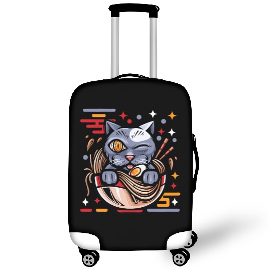 Cat Ramen Japanese Funny Japanese Kawaii Black Cat Luggage Covers