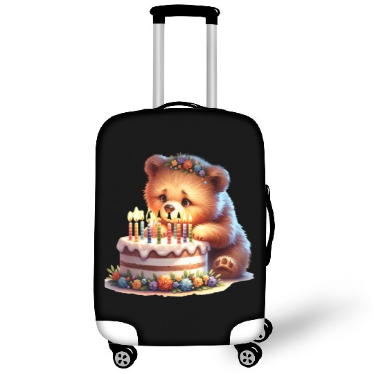 Birthday Bear – Cute Candle Cake & Floral Crown Luggage Covers