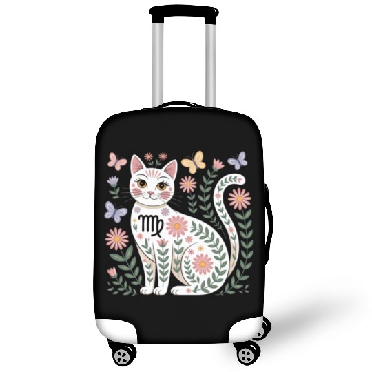 Virgo Zodiac Cat with Daisies Luggage Covers