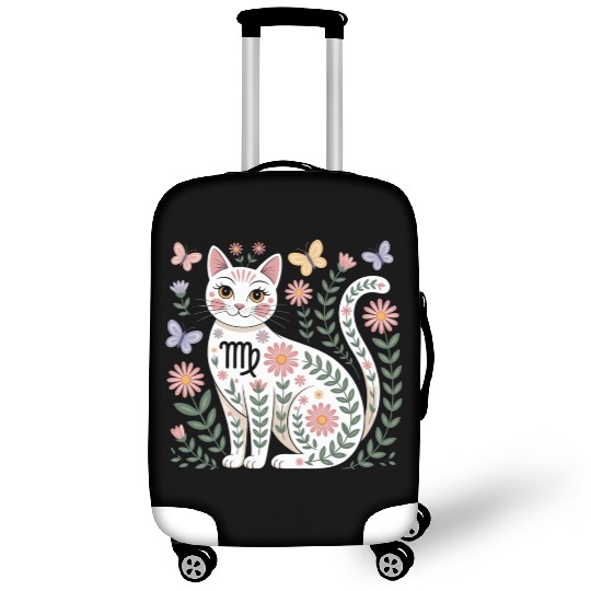 Virgo Zodiac Cat with Daisies Luggage Covers