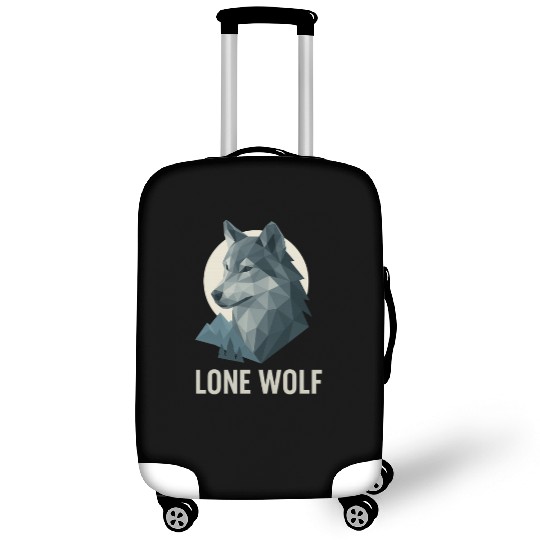Lone Wolf – Geometric Wolf Head under Moon Wildern Luggage Covers