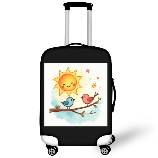 Cheerful Sun and Heart Illustration Luggage Covers
