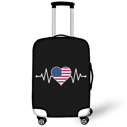 American Flag Heart Luggage Covers Freedom 4th of July