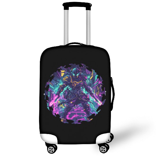 Warrior With Energy Charging In Bright Megacity Luggage Covers