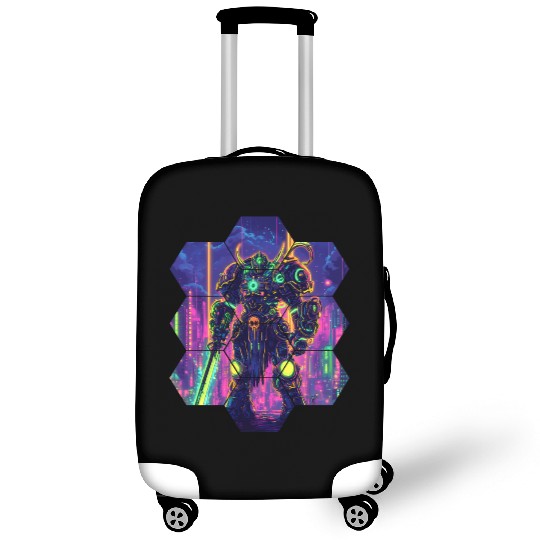 Bright Sci Fi Warrior In Neon Colors Luggage Covers