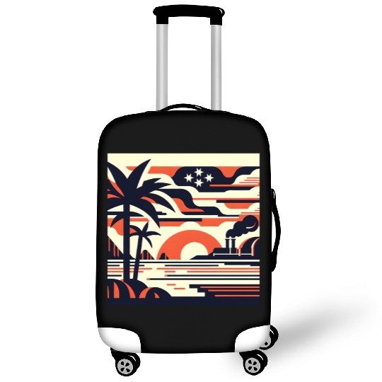 Twilight Palm & Factory Scene Luggage Covers