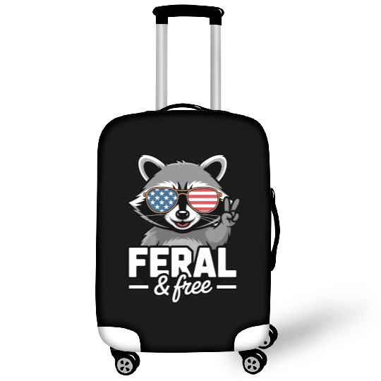 Feral And Free Patriotic Raccoon Luggage Covers