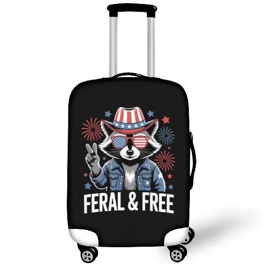 Feral And Free Patriotic Raccoon Luggage Covers