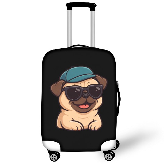 Cool pug with sunglasses summer joy cartoon Luggage Covers