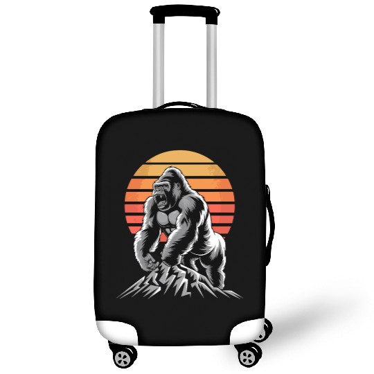 Mighty Gorilla Roaring on Mountain Sunset Luggage Covers