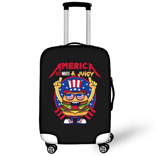 4th Of July Patriotic Red White n Juicy Hamburger Luggage Covers