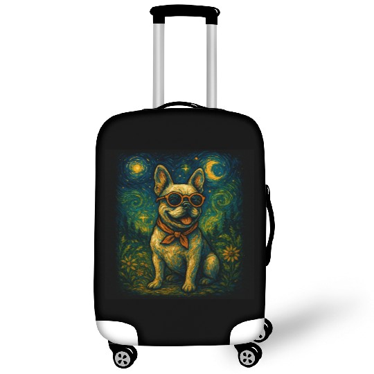 Starry Night Dog Funny Art Style Retro Glasses Pet Luggage Covers