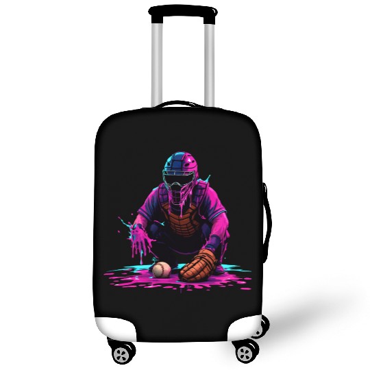 Neon Baseball Catcher Art Cool Vaporwave Sports Luggage Covers