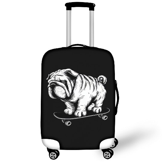 Pug dog skateboarder street art drawing Luggage Covers