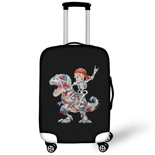 Rocker Skeleton Riding Mummy Dinosaur Halloween Luggage Covers