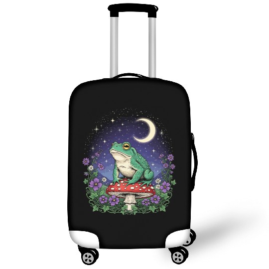 Green Frog on Red Mushroom - Starry Night Luggage Covers