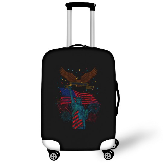 US flag with eagle and statue of liberty Luggage Covers