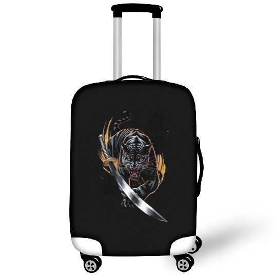 Fierce Black Panther With Samurai Sword Luggage Covers