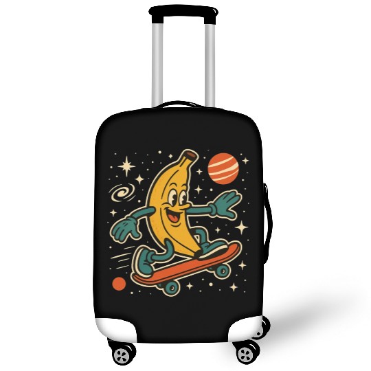 Playful Banana Skateboard Space Scene Luggage Covers