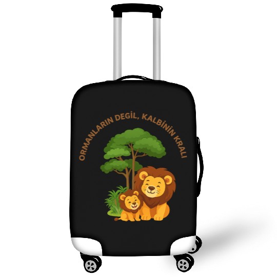Joyful Lion and Cub Under Green Tree Luggage Covers