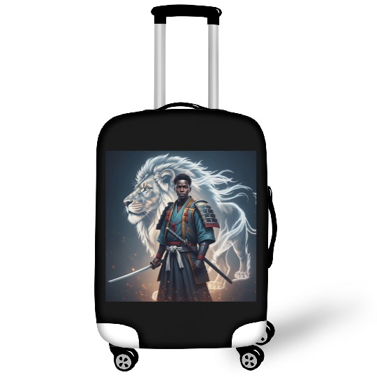 African Samurai With Spirit Lion Luggage Covers