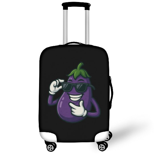 Cool eggplant vegetable design with sunglasses car Luggage Covers