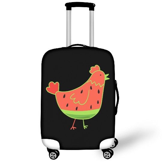 Whimsical Watermelon Chicken Illustration Luggage Covers