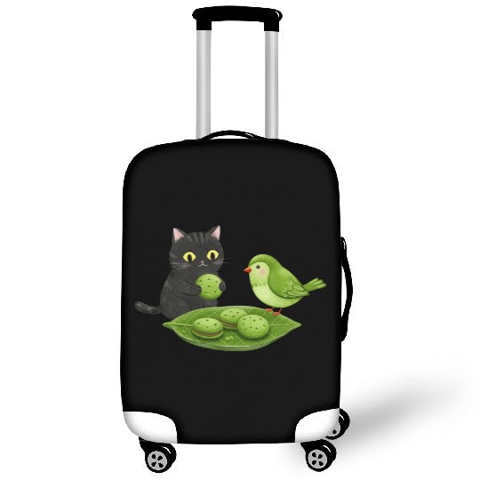 Whimsical Cat Bird Snack Scene Luggage Covers