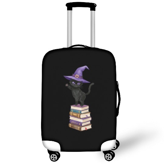 Enchanted Black Cat with Witch Hat Luggage Covers