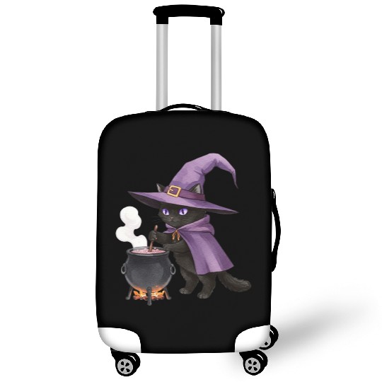 Enchanted Black Cat Witch Illustration Luggage Covers