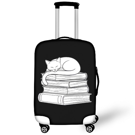 Sleeping Cat on Books Luggage Covers