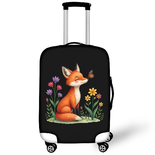 Tiny Spring Friends Whimsical Fox Butterfly Floral Luggage Covers