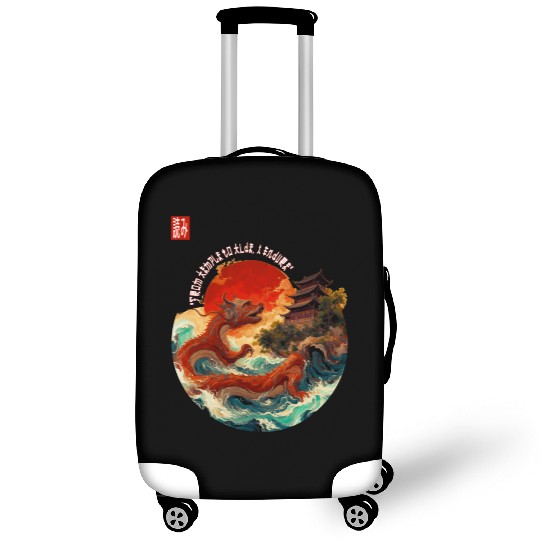 Japanese Dragon and Pagoda Sunset Art Luggage Covers