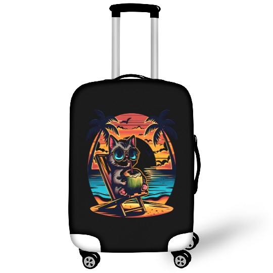 Sunset Kitty with Coconut Drink Luggage Covers