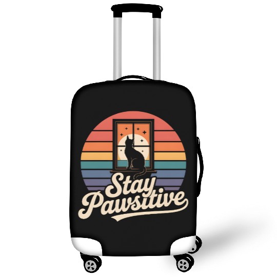 Stay Pawsitive Retro Cat Window Starry Night Luggage Covers