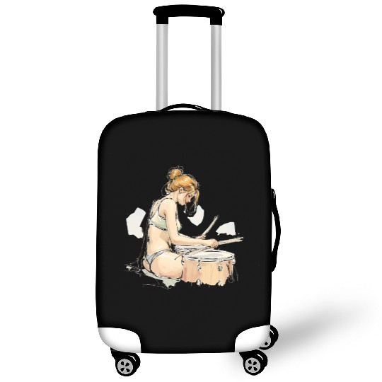 Illustrative Drummer Girl in Casual Attire Luggage Covers