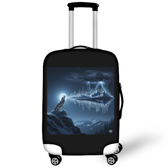 Mystic Mountain Wolf Sound Wave Luggage Covers