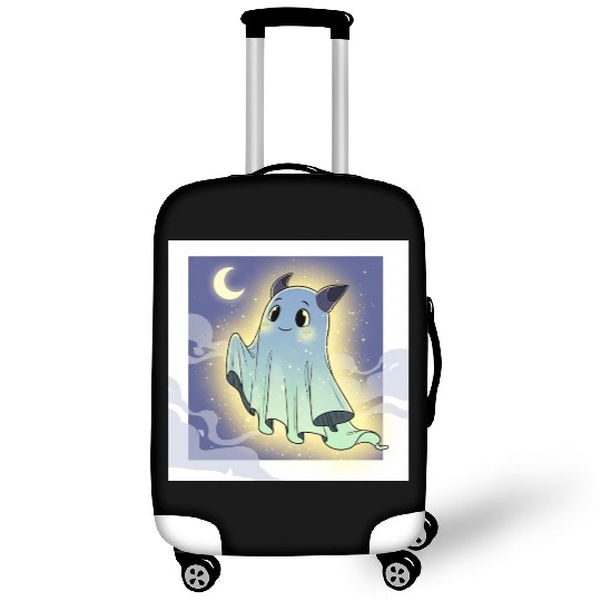 Cute Ghost Bat Under Moon Scene Luggage Covers