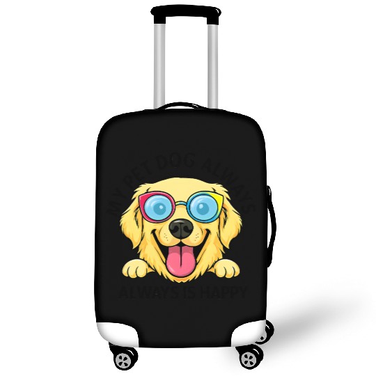 Joyful Dog with Sunglasses Illustration Luggage Covers