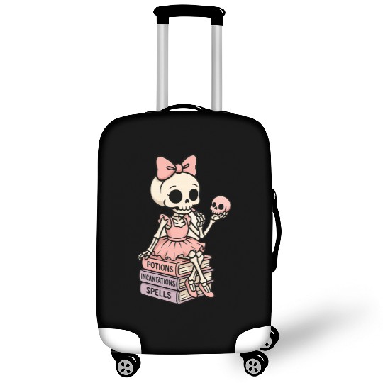 Cherry Blossom Skeleton with Potion Books Luggage Covers